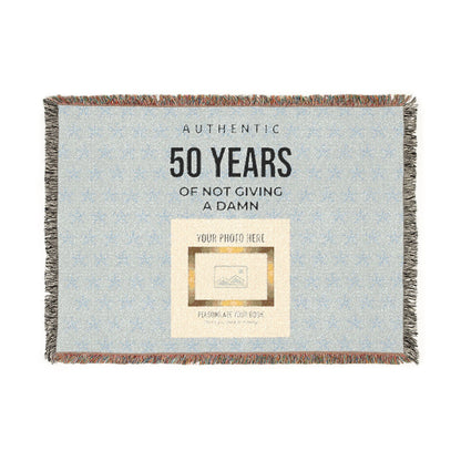 Personalized Woven Blanket — 'Authentic 50 Years of Not Giving a Damn' Decorative Throw