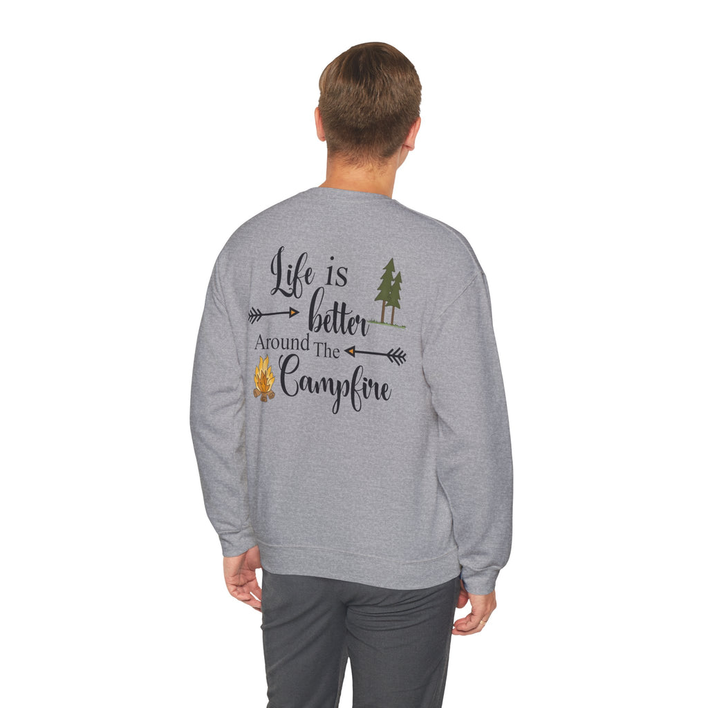 Experience the comforting warmth and camaraderie of a cozy campfire with our Life is Better Around the Campfire sweatshirt. Made with heavy blend fabric, it's perfect for cool evenings spent in the great outdoors. Get yours now and make every camping trip even more memorable!