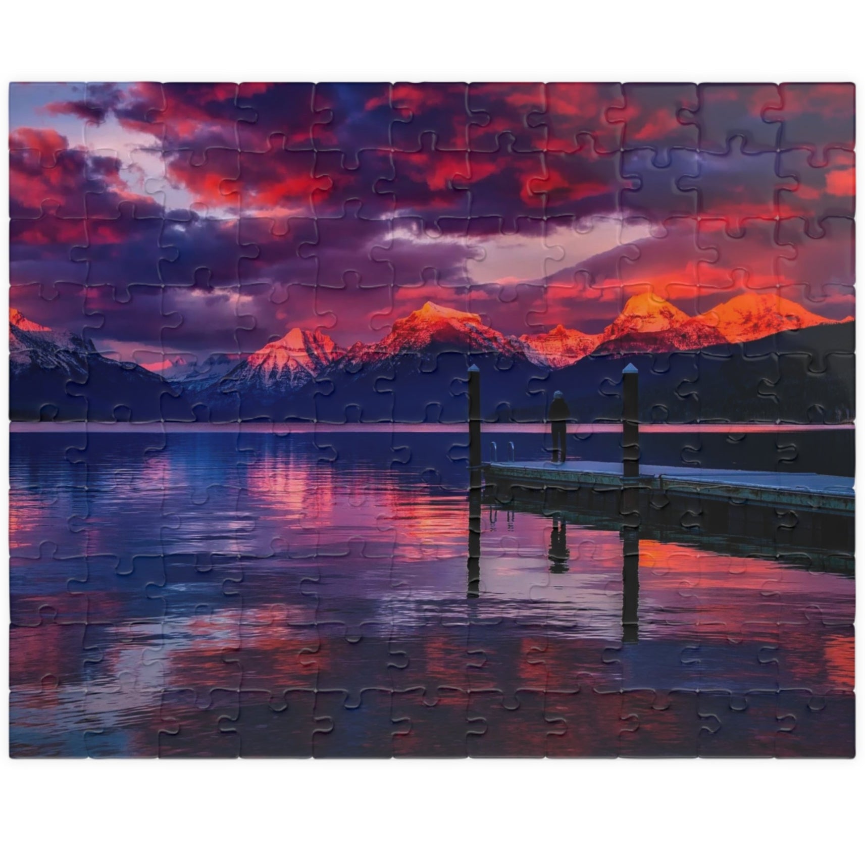 Experience the beauty of nature with our Pink Sunset at the Lake Puzzle! Assemble 110 to 1014 pieces to reveal a breathtaking scene of a pink-hued sunset over a tranquil lake. Perfect for puzzle enthusiasts and nature lovers alike. 