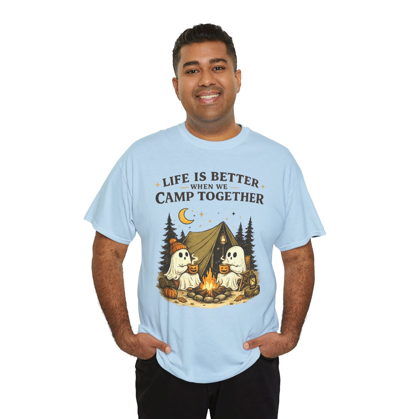 Life Is Better When We Camp Together Ghost Halloween Cotton T-Shirt