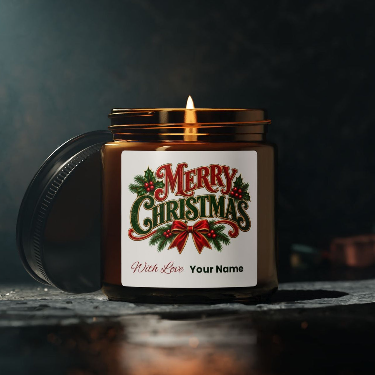 Personalized Merry Christmas Scented Soy Candle
