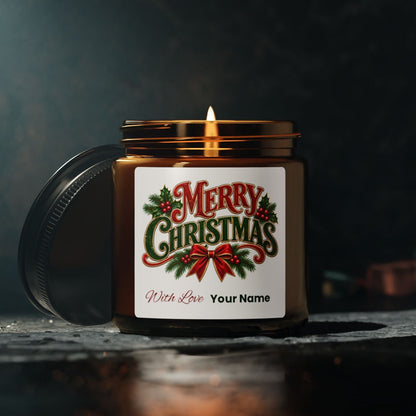 Personalized Merry Christmas Scented Soy Candle
