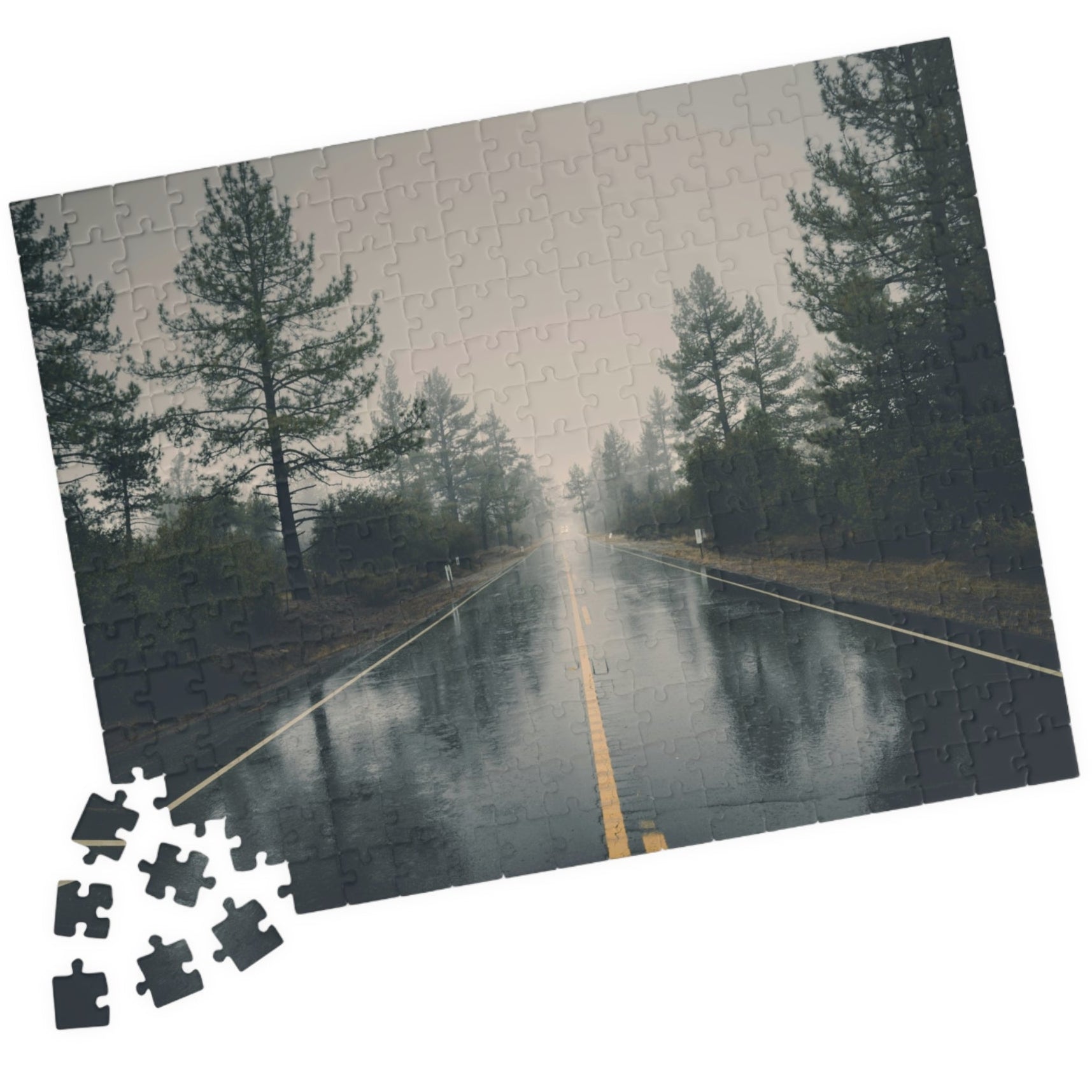 Embark on an adventurous journey with our Misty Rainy Road Trip Puzzle! With 110 to 1014 pieces, this challenging puzzle will keep you on the edge of your seat as you piece together a beautiful highway scene in the midst of a storm. Unleash your inner risk-taker and conquer this puzzle today!