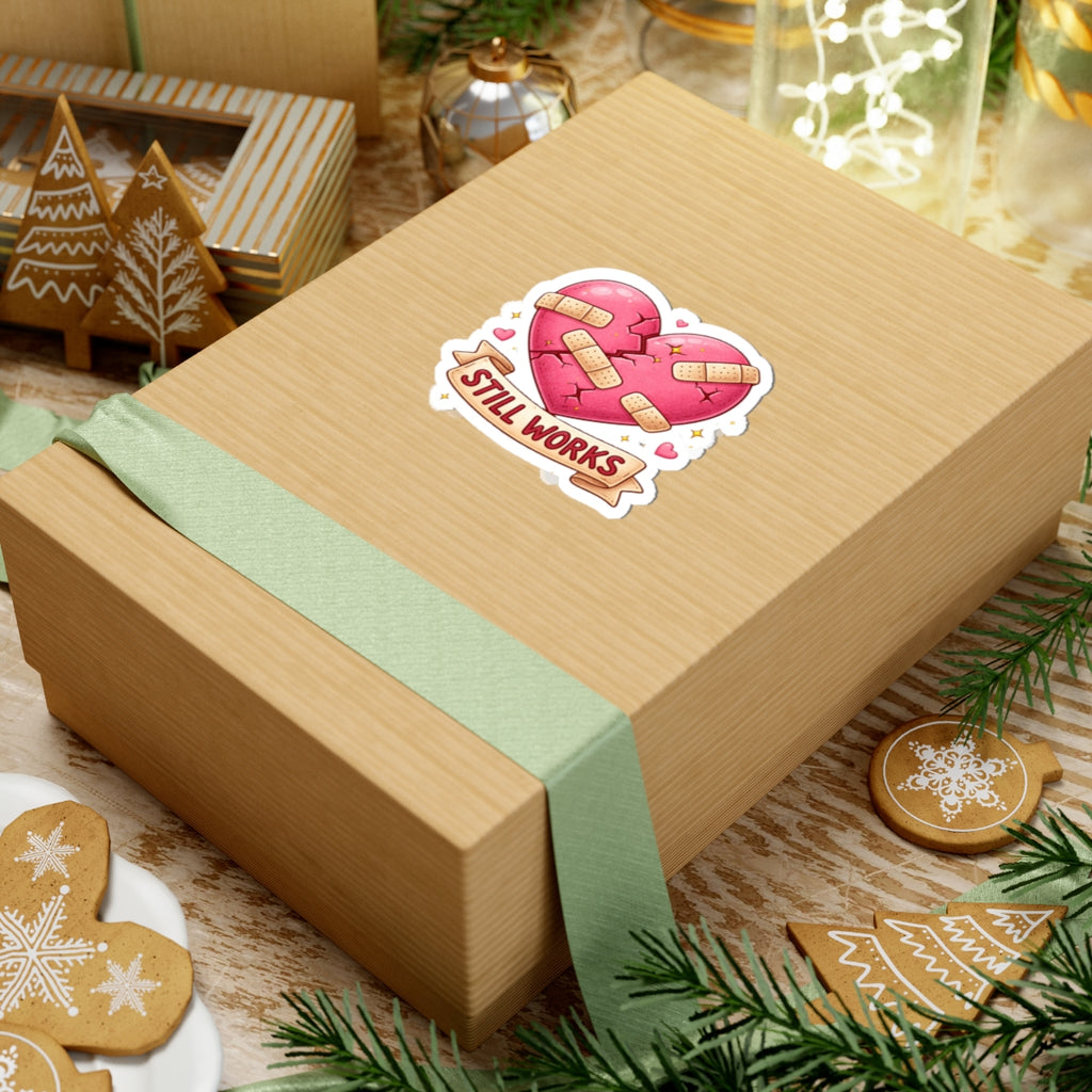 My Broken Heart Still Works Kiss-Cut Sticker Celebrate resilience with this beautiful kiss-cut sticker.