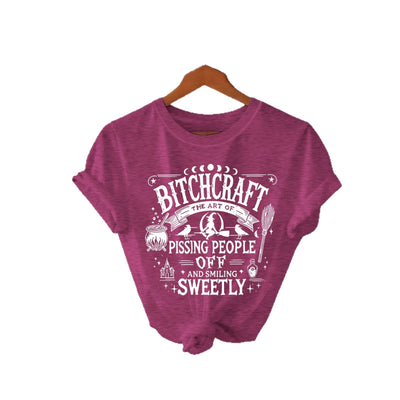 Bitchcraft Halloween Printed Round Neck Loose T-shirt