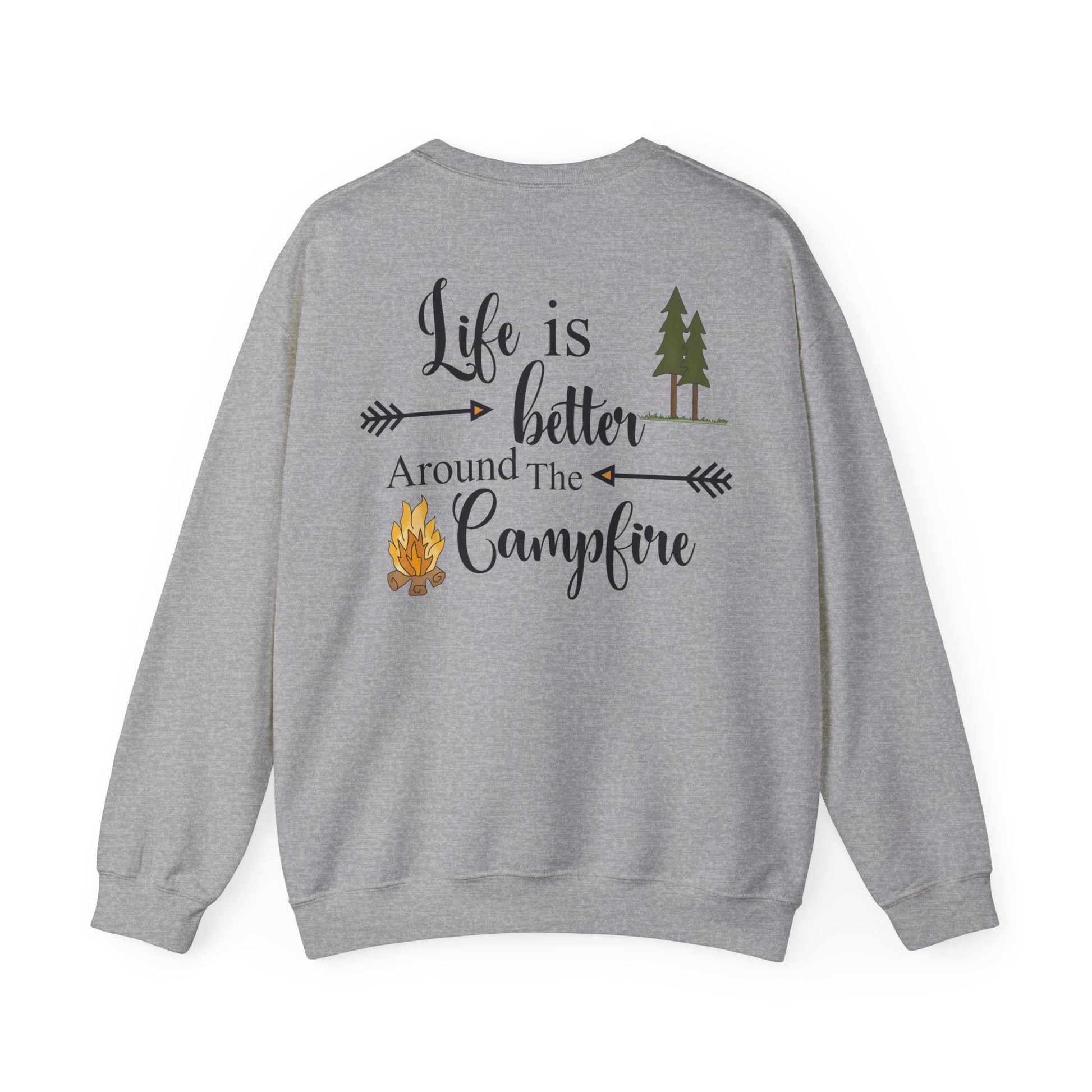 Experience the comforting warmth and camaraderie of a cozy campfire with our Life is Better Around the Campfire sweatshirt. Made with heavy blend fabric, it's perfect for cool evenings spent in the great outdoors. Get yours now and make every camping trip even more memorable!