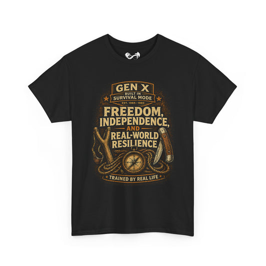 Gen X Freedom, Independence, and Real-World Resilience Cotton T-Shirt