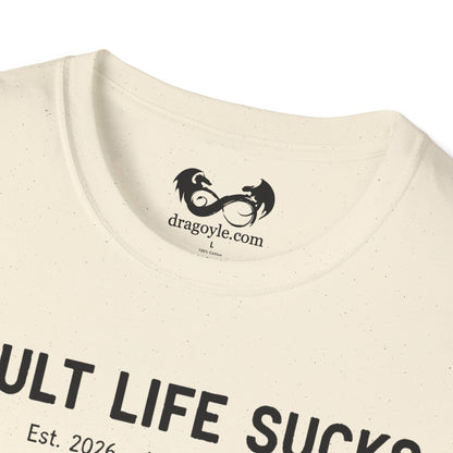 Adult Life Sucks Blue Skull Comfortable 100% Spun Cotton Tee