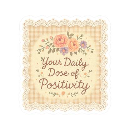 Decorative card with flowers and 'Your Daily Dose of Positivity' text on a checkered background