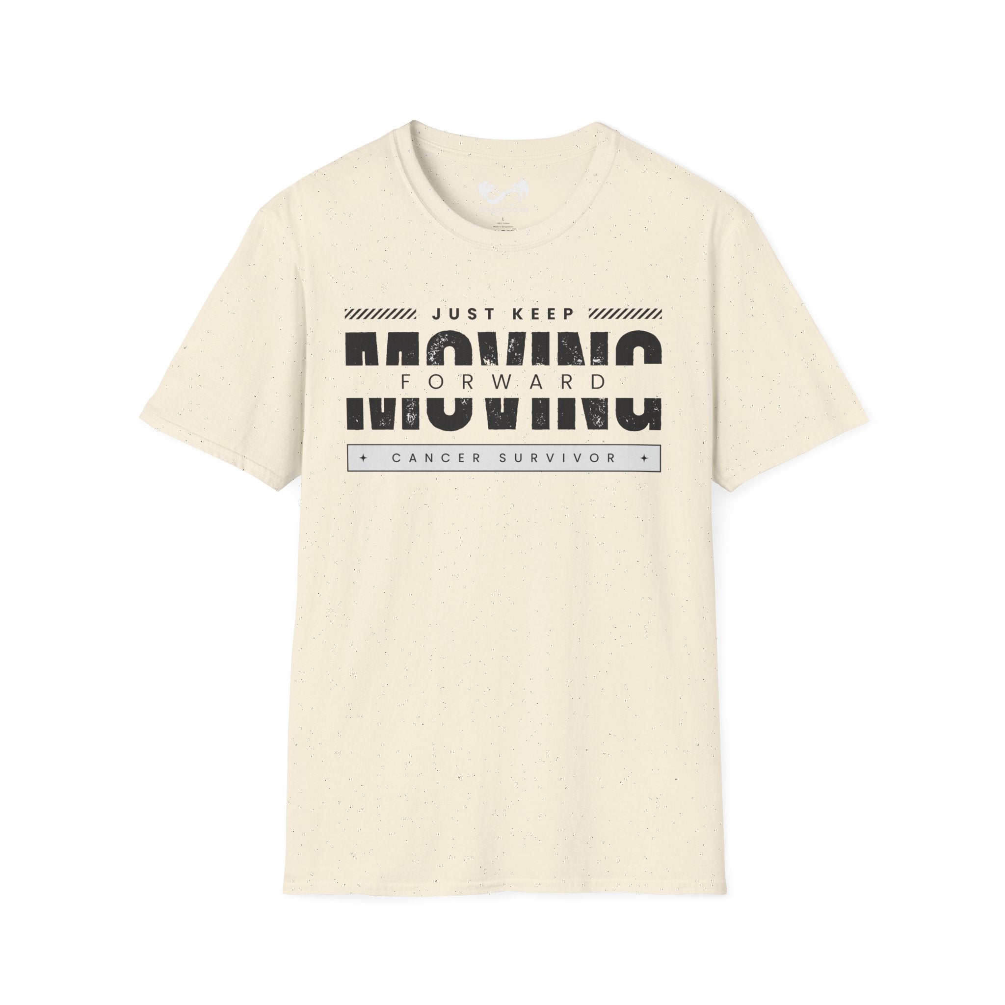 This unisex t-shirt is a canvas for self-expression, crafted for those who embrace resilience. With the phrase "Just Keep Moving Forward - Cancer Survivor" emblazoned across the chest, it celebrates strength and spirit.