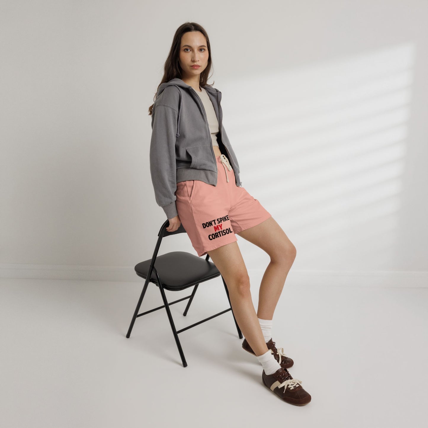 Lightweight "Don’t Spike My Cortisol" Fleece Lounge Shorts
