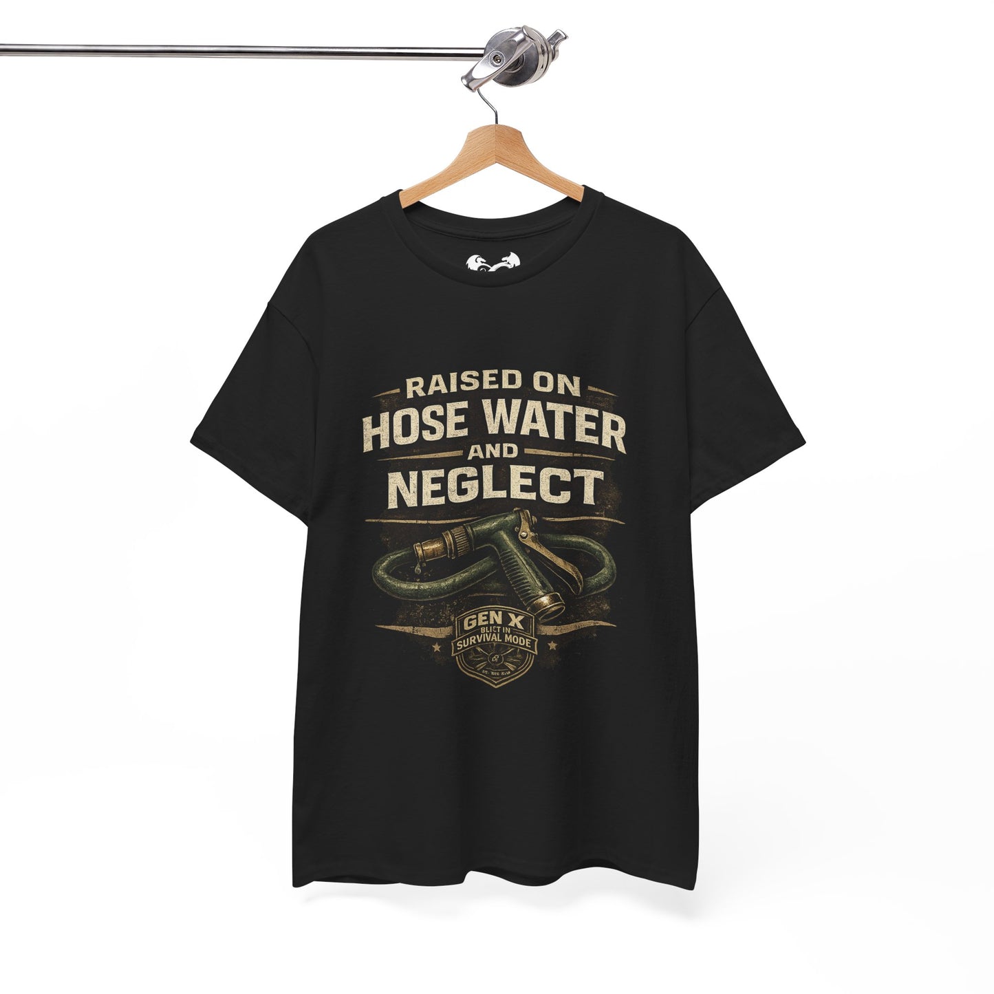This design blends dark Gen X humor with rugged survival energy, featuring distressed vintage lettering and tactical grit styling that pairs perfectly with the official Gen X Survival Mode badge.