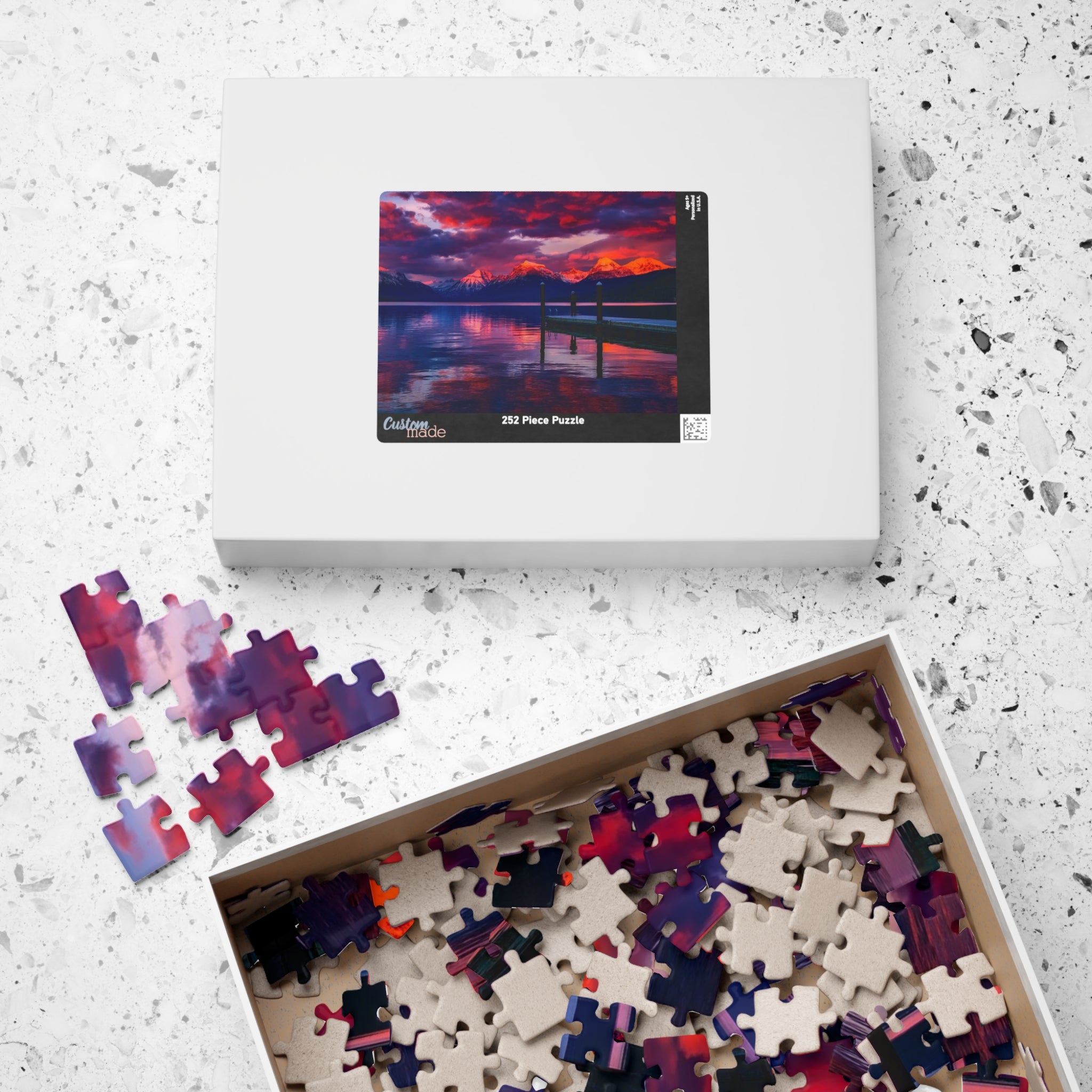 Pink Sunset at the Lake Puzzle - 110 to 1014 Pieces