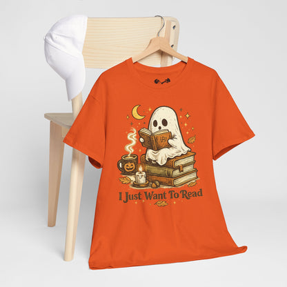 I Just Want To Read Ghost Halloween Comfortable Cotton T-Shirt
