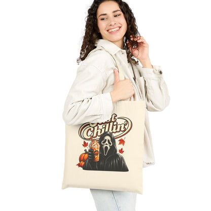 "Just Chillin" Halloween Ghost Face Canvas Trick or Treat Bag