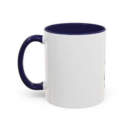 White mug with purple handle and interior on a white background