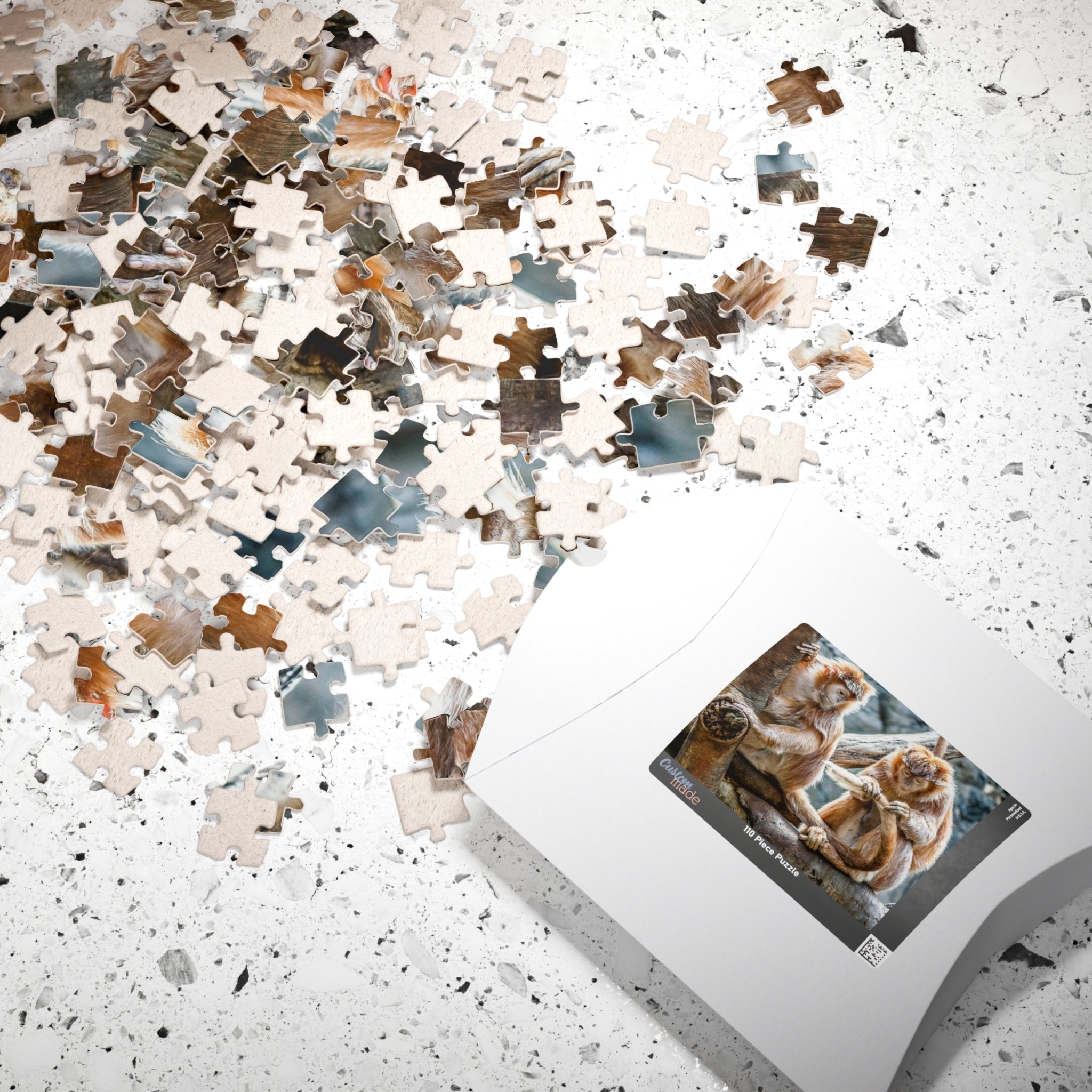 Get ready for endless fun with the Two Adorable Monkeys Puzzle! Featuring two playful monkeys in a stunning 110 to 1014 piece puzzle, this quirky and humorous puzzle is perfect for anyone who doesn't take themselves too seriously. With unique word play, double meanings, and a playful tone, this puzzle is sure to provide hours of entertainment.