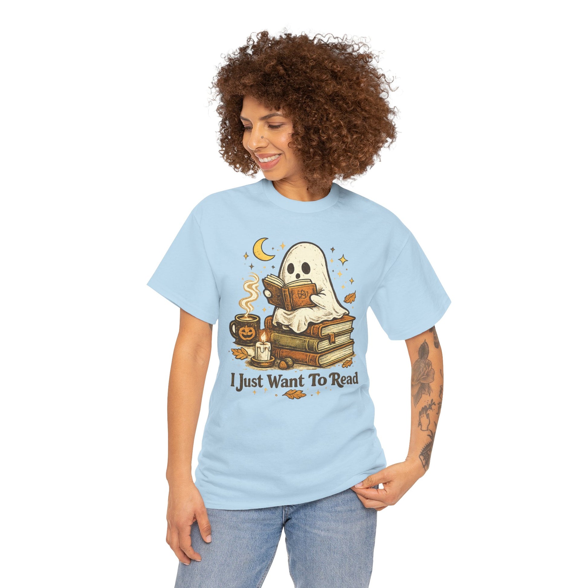 I Just Want To Read Ghost Halloween Comfortable Cotton T-Shirt