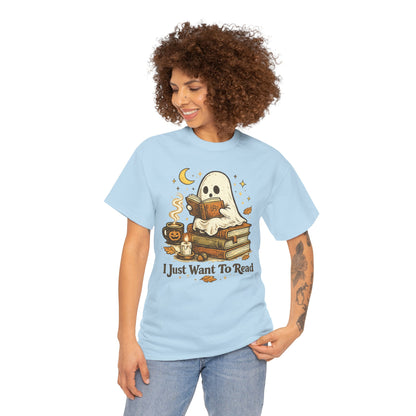 I Just Want To Read Ghost Halloween Comfortable Cotton T-Shirt