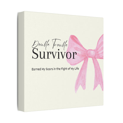 Canvas print with a pink bow and text on a white background