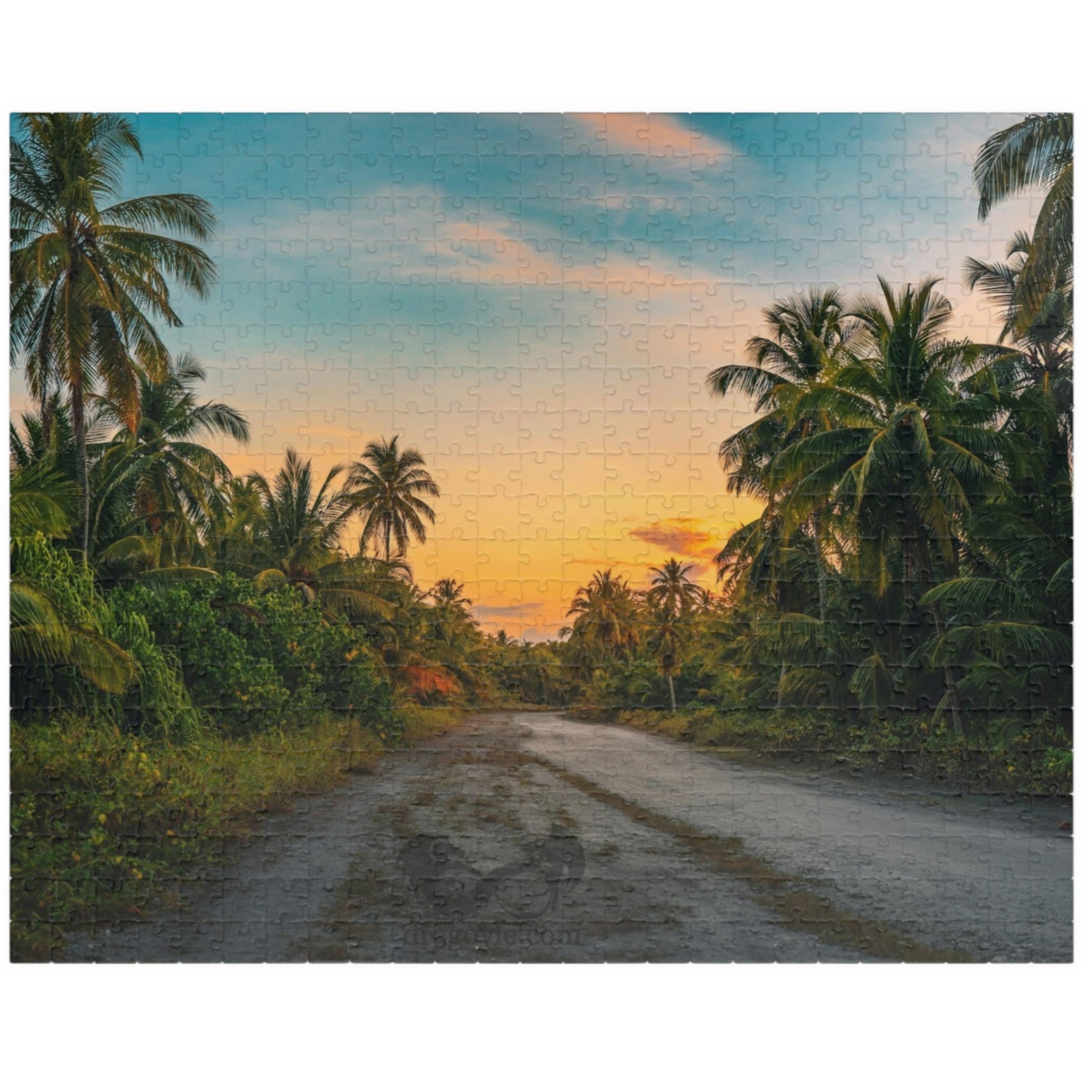 Experience the breathtaking beauty of a tropical landscape at dusk with this stunning puzzle. Featuring 110 to 1014 pieces, this puzzle will challenge your mind while transporting you to a peaceful oasis. 