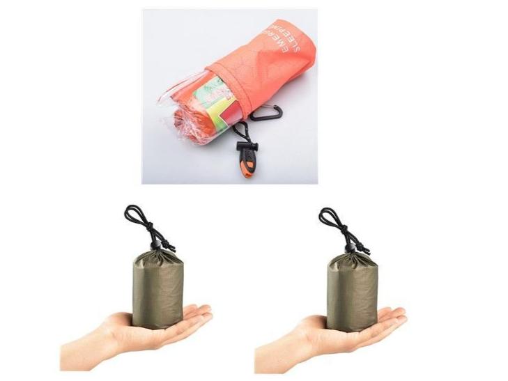 Stay prepared for unexpected outdoor situations with the Aluminum Film Emergency Sleeping Bag &amp; Reflective Tent. Made with durable aluminum film, this product is designed to provide warmth and shelter in emergency situations.