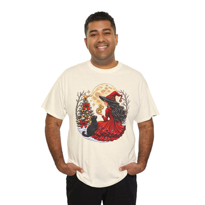Witchy Christmas Magic Comfortable Cotton T-Shirt