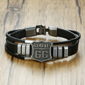Route 66 Leather Alloy Retro Bracelet
