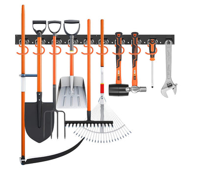 Organize your workspace with the Heavy Duty Wall Mount Tool Organizer And 5 Hooks. This durable organizer securely holds your tools, freeing up space and making them easy to access. With 5 hooks included, you can efficiently store multiple tools in one convenient location.