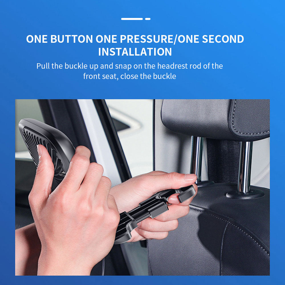 The Quiet Rear Seat Fan features a rechargeable battery and quiet motor that won't distract you while driving. Enjoy a comfortable ride on your road trips! Keep those back seat passengers cool during that sizzling hot summer heat. 