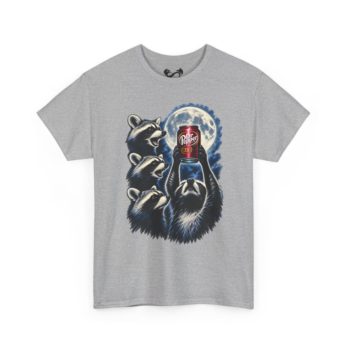 Raccoons Worshiping a can of Dr. Pepper Soda With Full Moon Comfortable Cotton T-Shirt