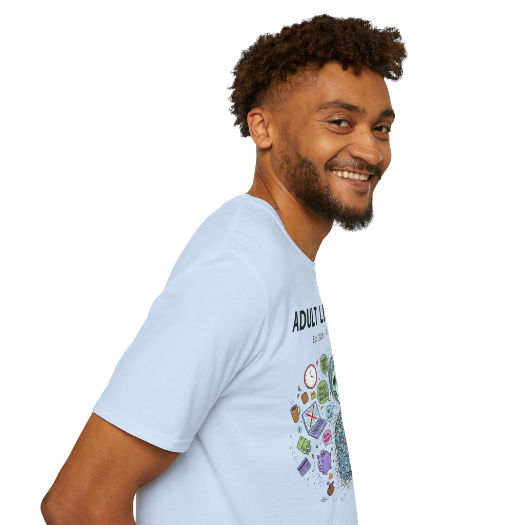 Adult Life Sucks Blue Skull Comfortable 100% Spun Cotton Tee