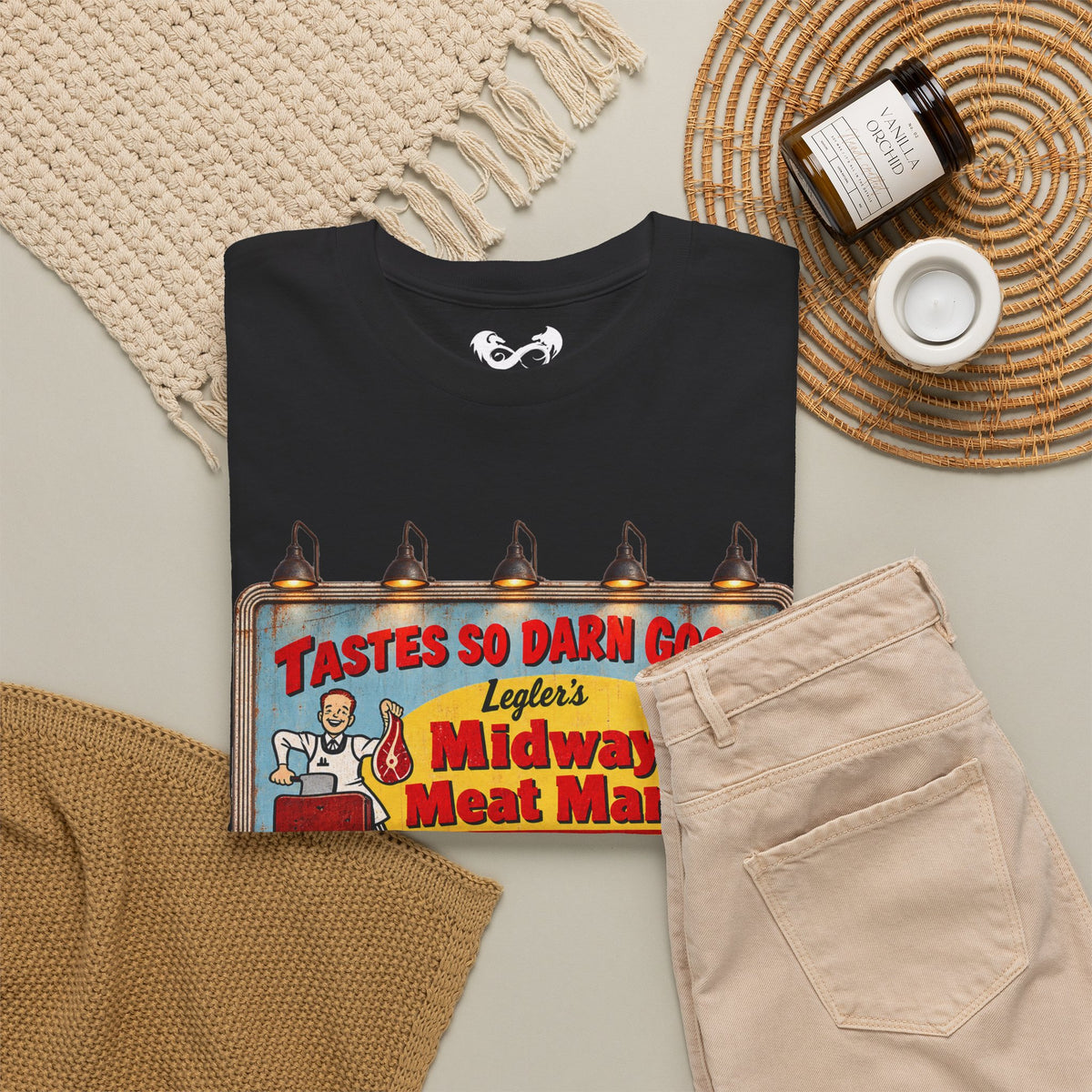Jeepers Creepers Inspired Vintage Midway Meat Market Billboard  Cotton T-Shirt