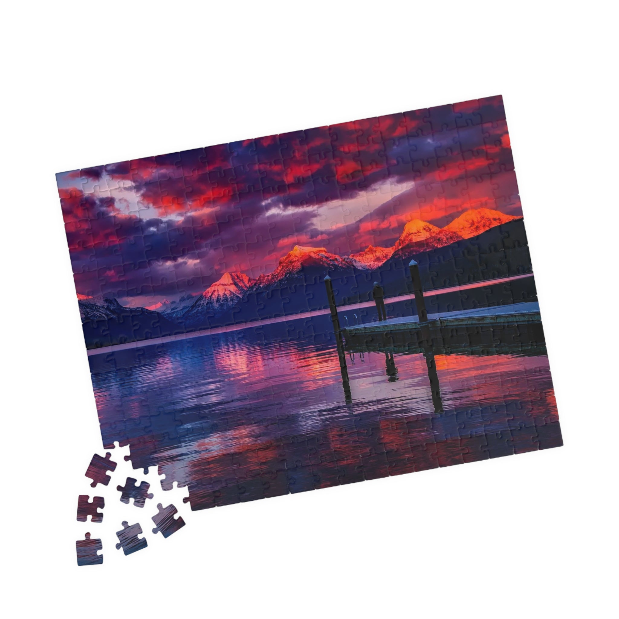 Pink Sunset at the Lake Puzzle - 110 to 1014 Pieces