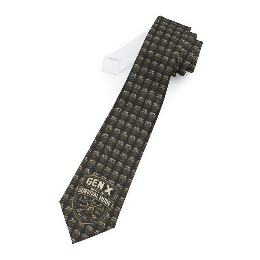 Gen X Survivor Pattern Slim Satin Finish Necktie