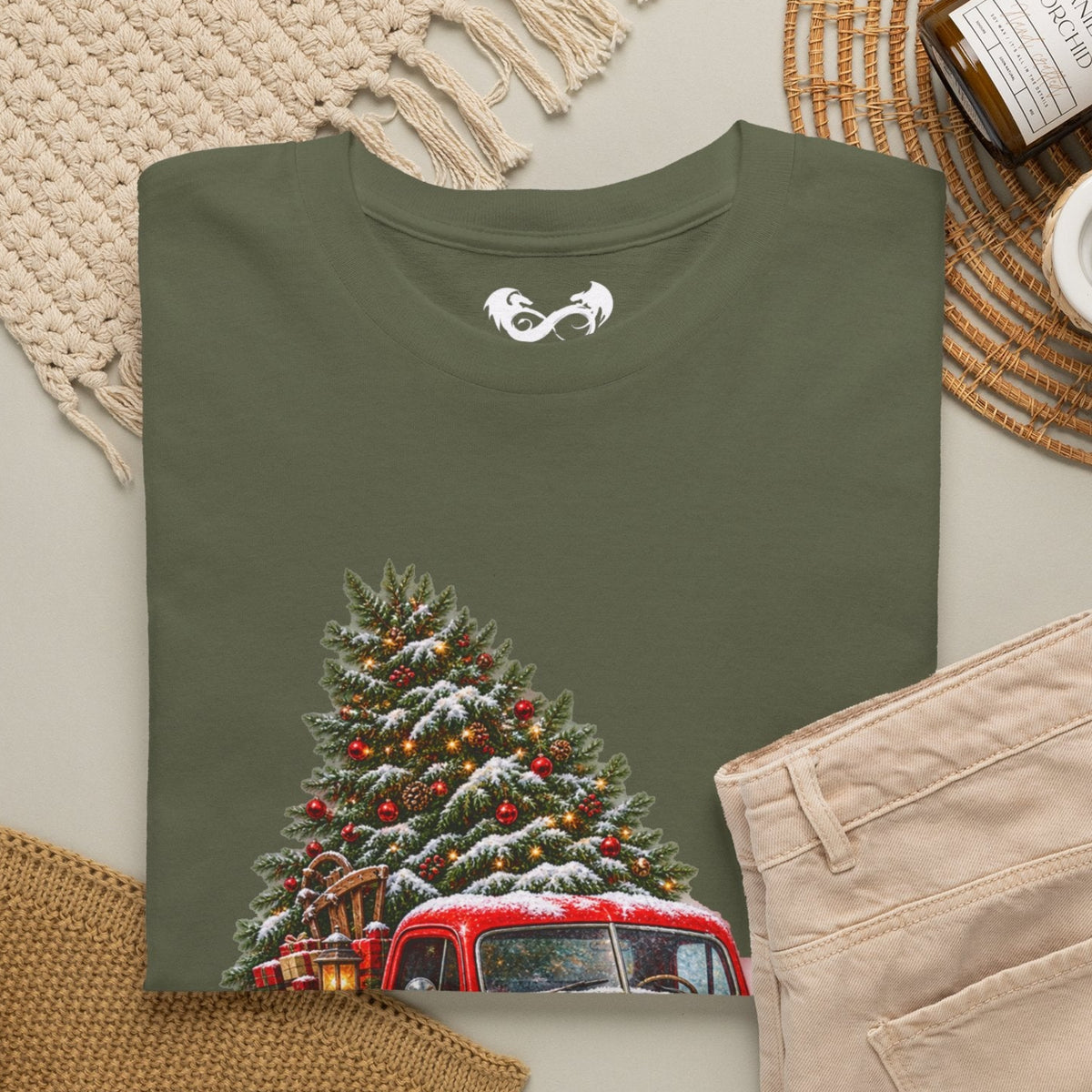 Vintage Style Christmas Classic Red Ford Cotton T-Shirt