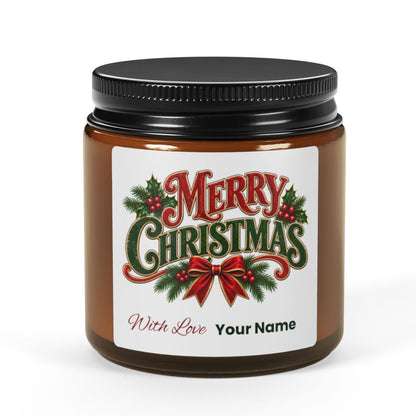 Personalized Merry Christmas Scented Soy Candle
