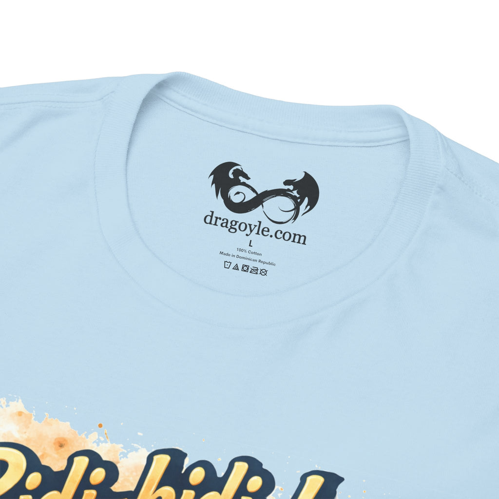 Light blue t-shirt with a black Dragoyle.com logo and text on a white background