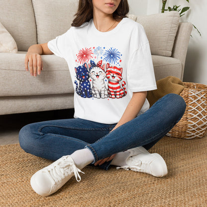 Cute Patriotic Kittens 4th of July Cotton T-Shirt