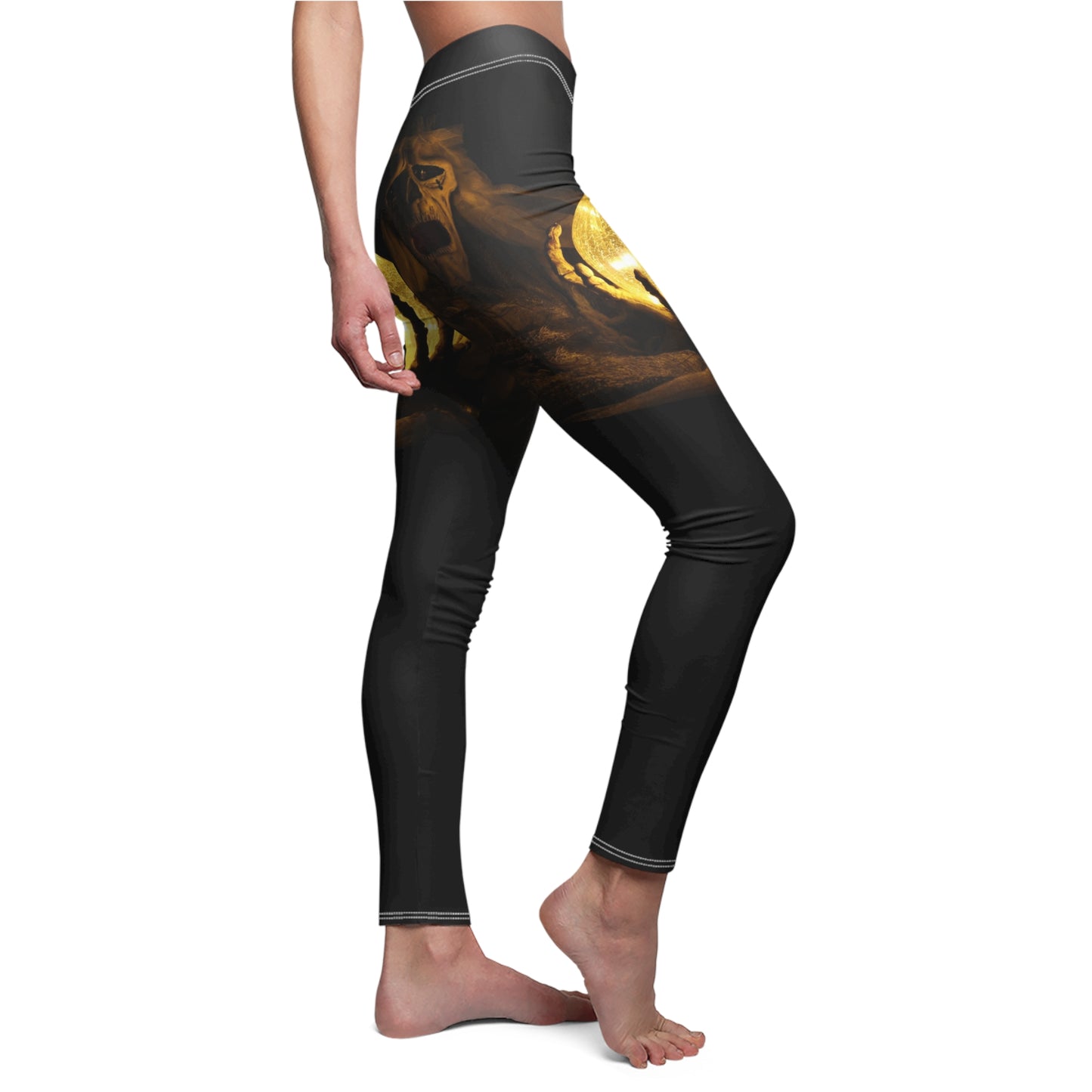 These Halloween Skeleton leggings make a great statement piece for your wardrobe. Made from a lightweight, breathable fabric, they're comfortable and perfect for any outdoor activity or staying in and watching horror movies.