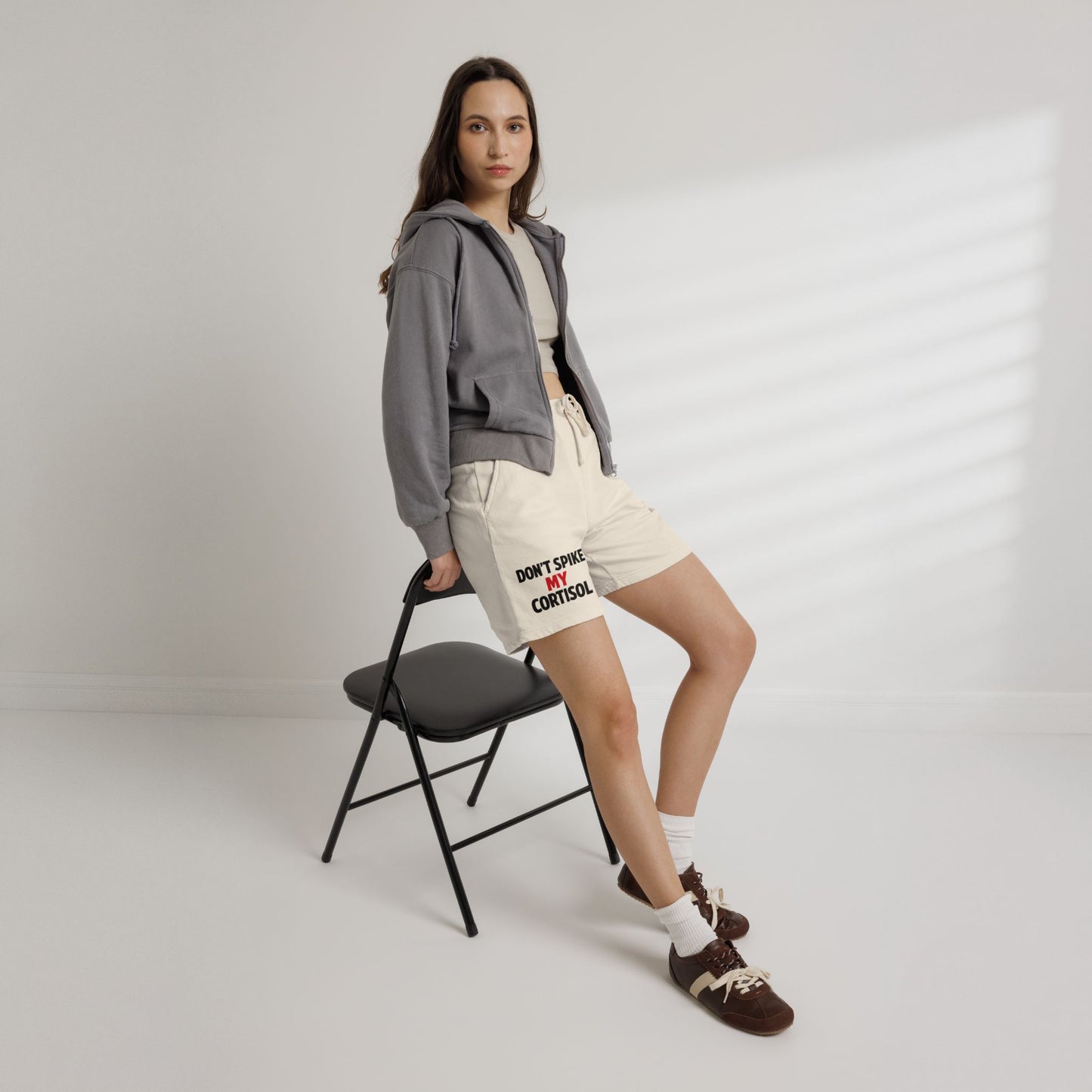 Lightweight "Don’t Spike My Cortisol" Fleece Lounge Shorts