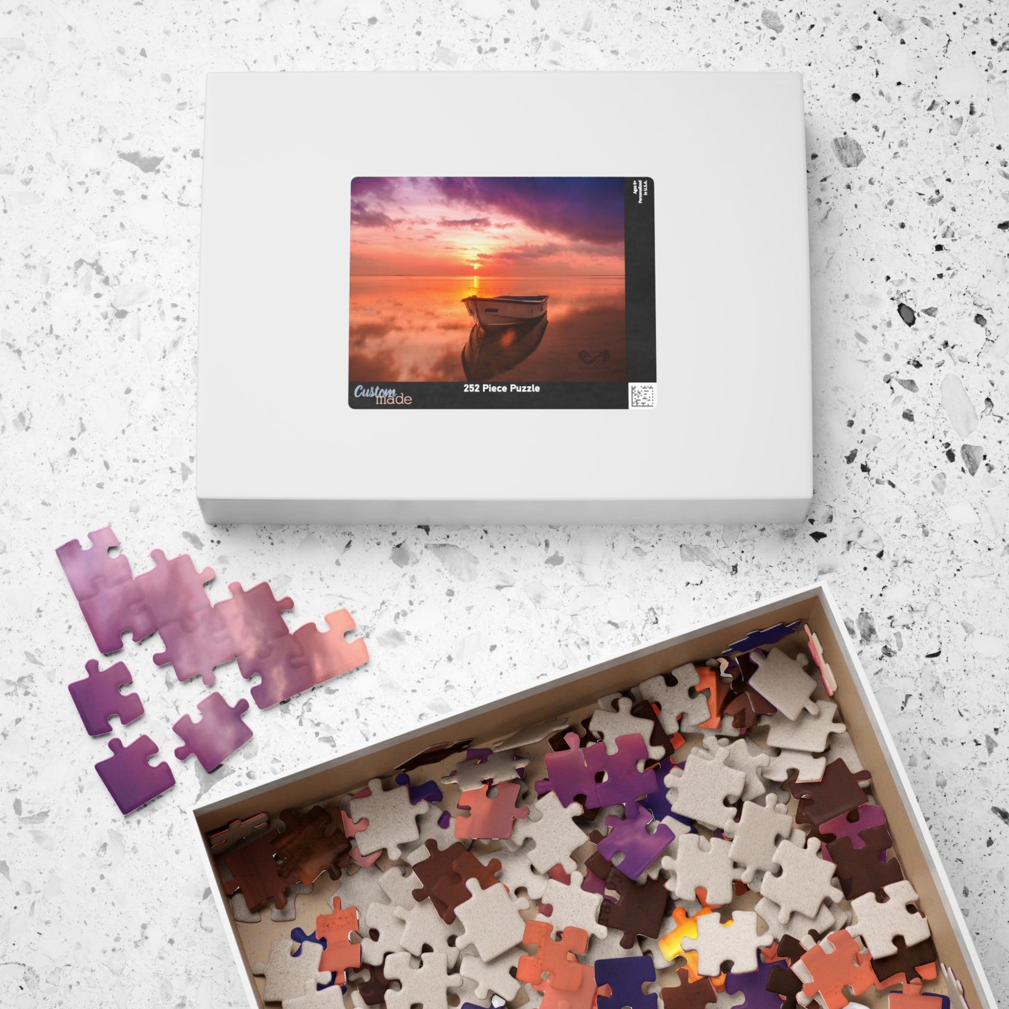 Escape the stress of everyday life and immerse yourself in the beauty of this Lake Boat Sunset Puzzle. With 110 to 1014 pieces, this puzzle will provide hours of relaxation and satisfaction as you piece together the vibrant sunset scene. 
