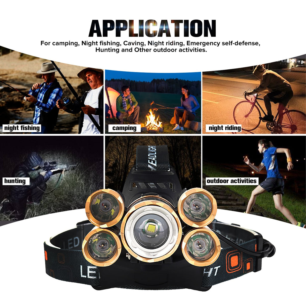 Be prepared for any situation with this powerful LED rechargeable 5-bulb headlamp. Harness up to 5 hours of continuous light and prepare for any dark situation with confidence. Enjoy a bright, wide-beam illumination that goes wherever you go, making it perfect for outdoor activities. 