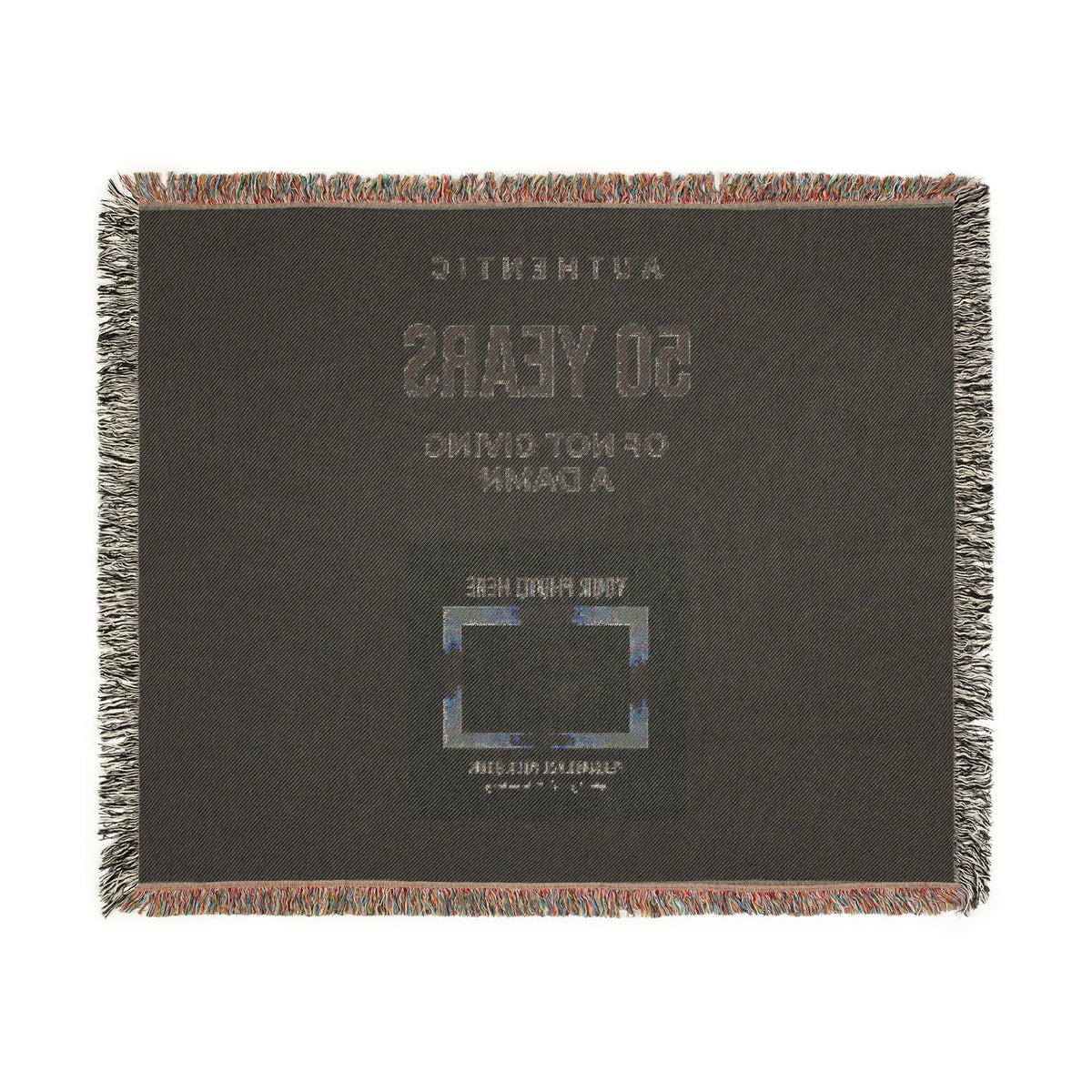 Personalized Woven Blanket — 'Authentic 50 Years of Not Giving a Damn' Decorative Throw