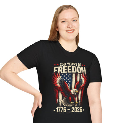 250 Years of Freedom Eagle Flag Comfortable Cotton Tee