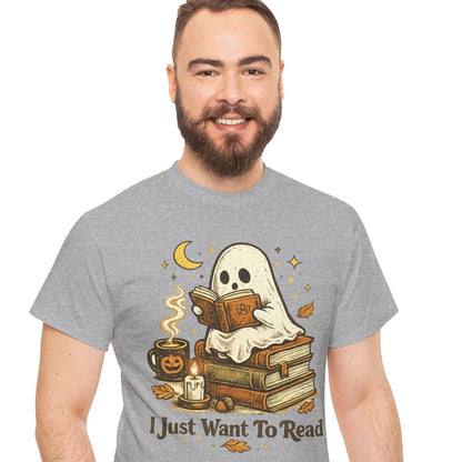 I Just Want To Read Ghost Halloween Comfortable Cotton T-Shirt