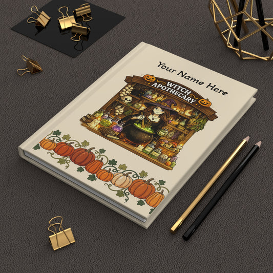 Witch Apothecary Hardcover Journal — Personalized Halloween Pumpkin Spellbook