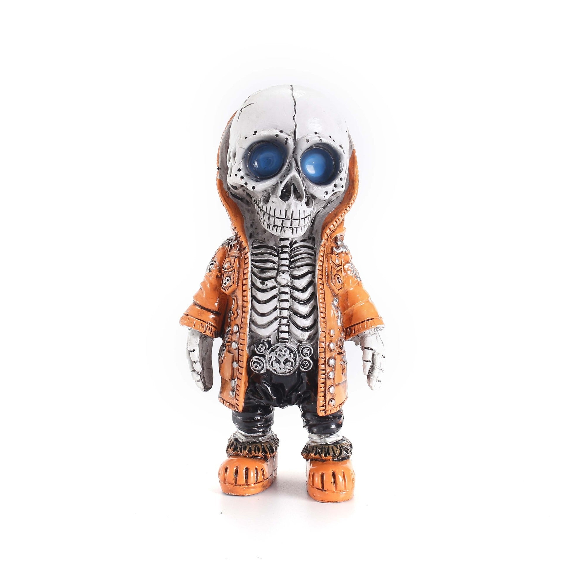 Add a spooky touch to your Halloween decor with this Resin Skeleton Doll Decoration. Crafted from durable resin, it offers a realistic skeletal look that's perfect for creating an eerie atmosphere. 
