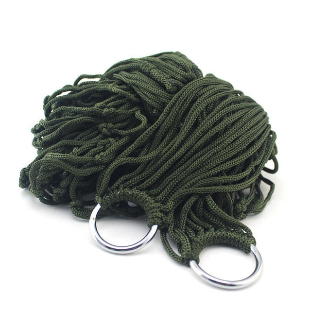 Engineered for comfort and durability, this single-person hammock features a breathable mesh nylon construction that promotes airflow and resists moisture absorption. The lightweight design makes it ideal for backpacking, camping, or backyard relaxation.