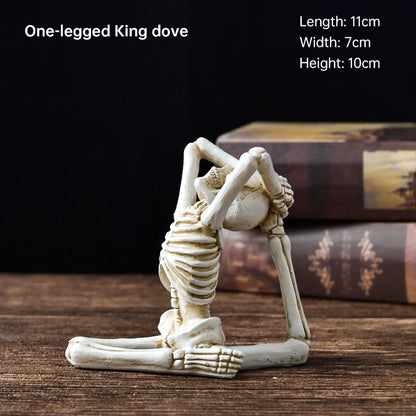 Vintage Halloween Skeleton Figurines Yoga Pose Resin Home Décor